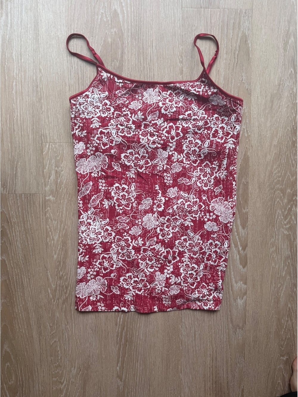 Y2K Aeropostale Red Floral Stretch Camisole Tank Top L/G